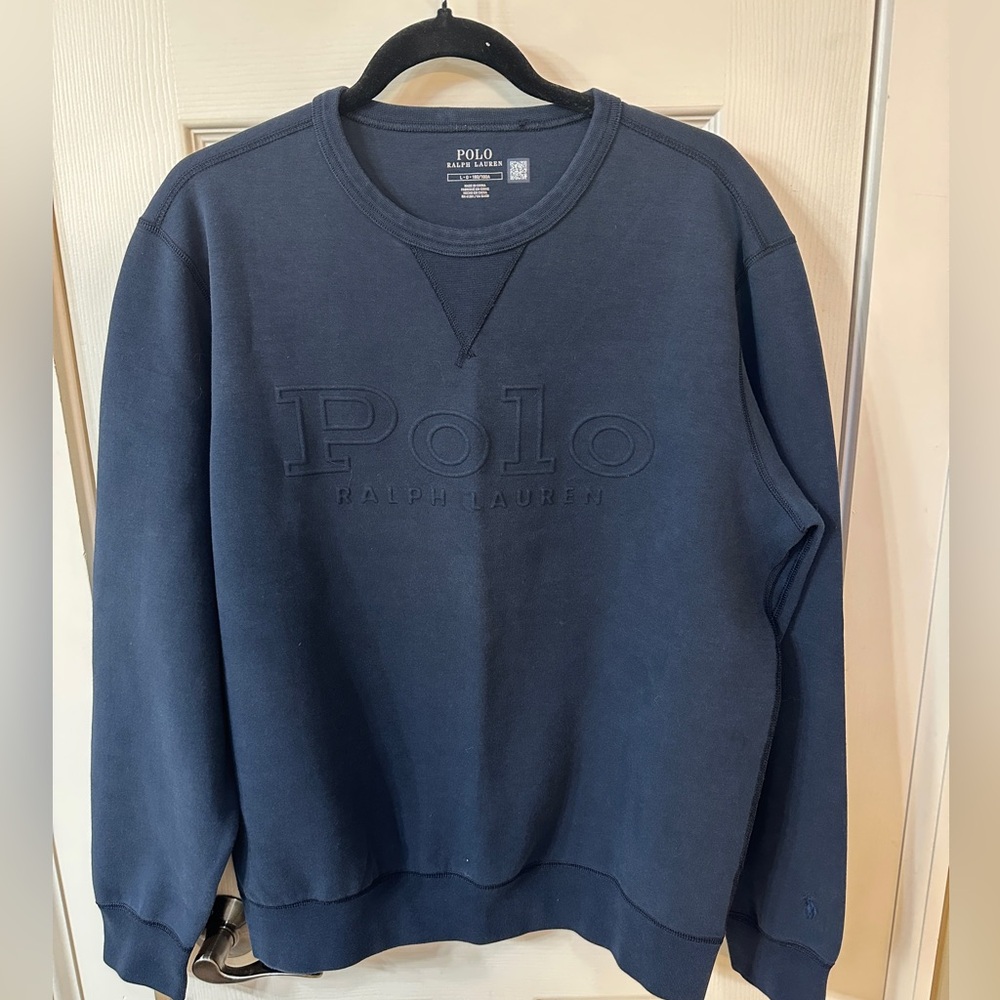 Polo Ralph Lauren Men's Embossed Logo Double-Knit Sweatshirt Navy Size Large